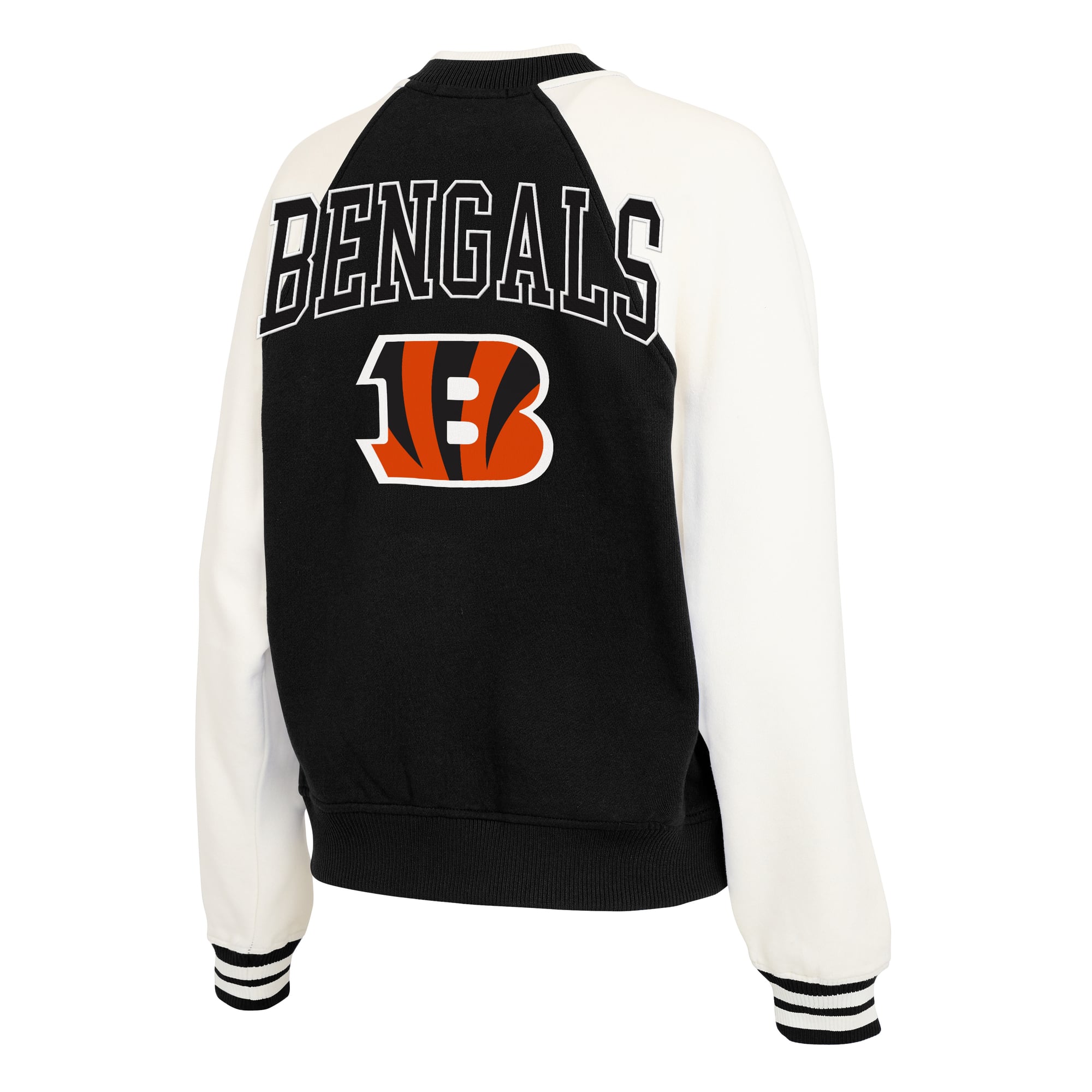 Women's WEAR by Erin Andrews Black Cincinnati Bengals Full-Zip Fleece Varsity Jacket