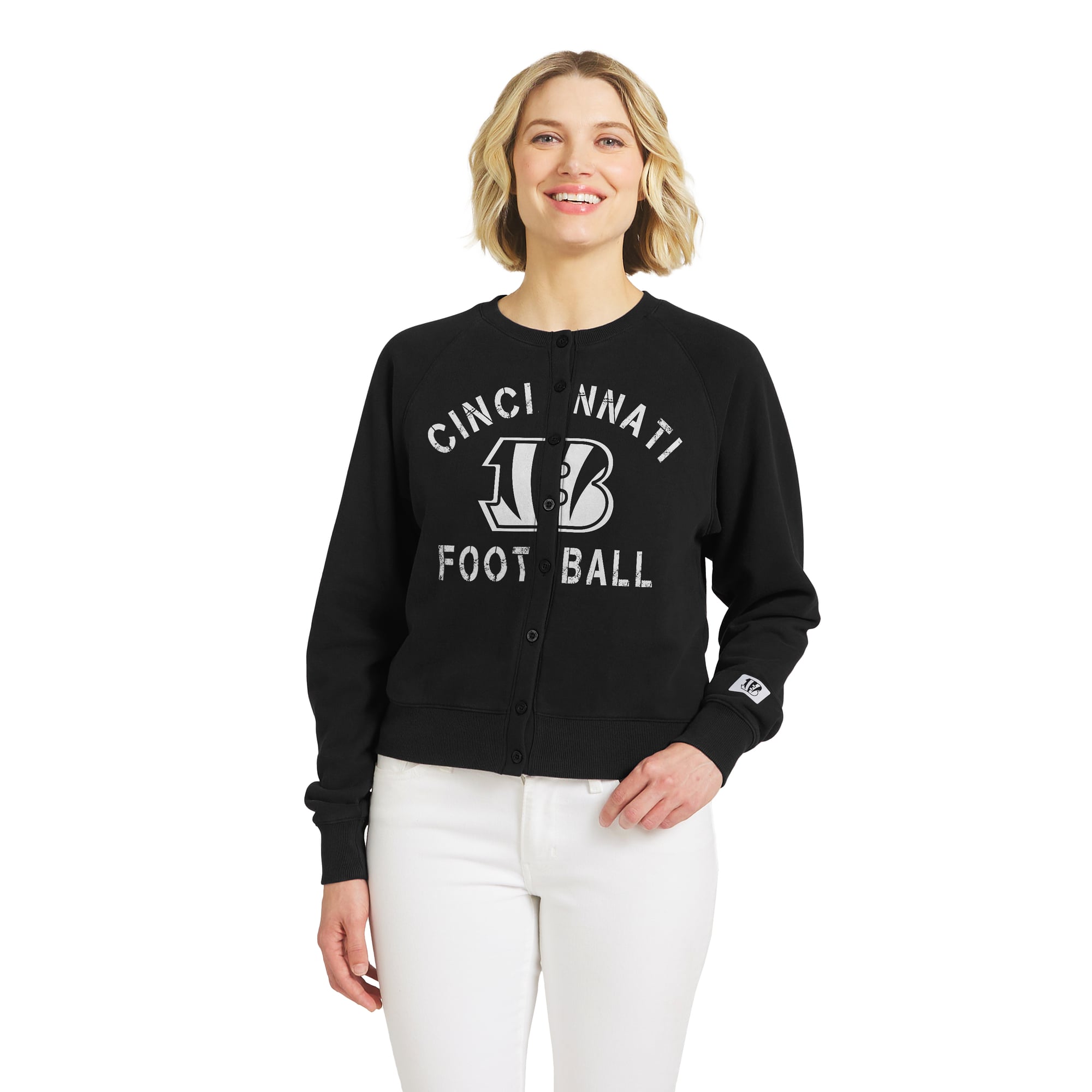 Gilet cardigan noir chiné Cincinnati Bengals pour femme de la marque WEAR by Erin Andrews