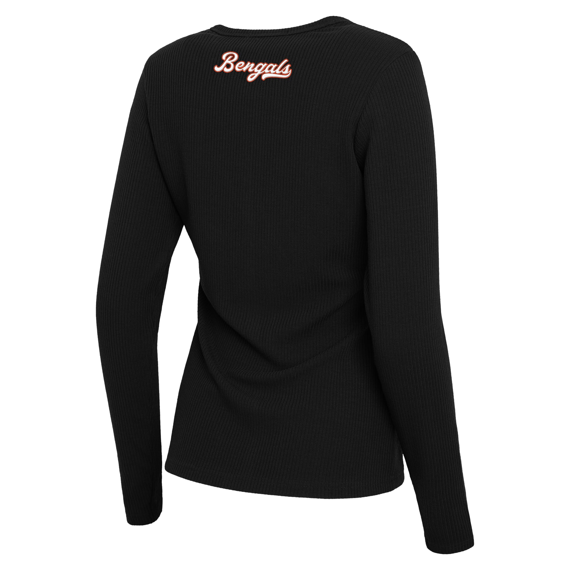 Women's WEAR by Erin Andrews Black Cincinnati Bengals Ribbed Full-Button Cardigan Sweater