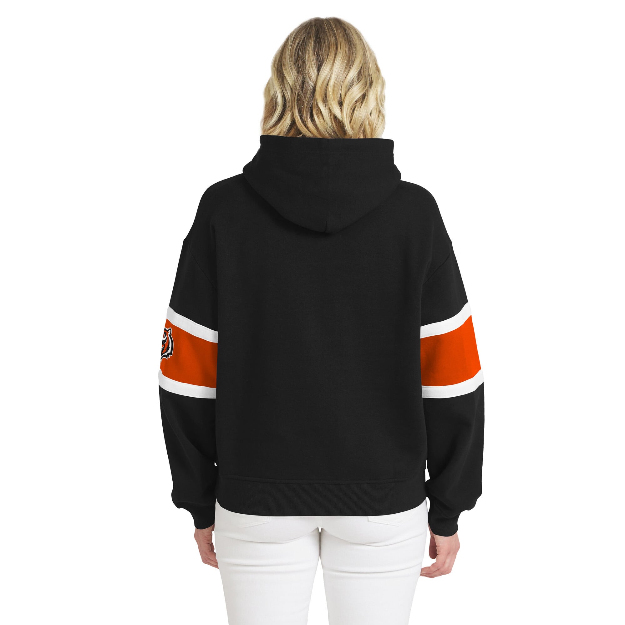 Sweat à capuche rayé noir Cincinnati Bengals de la marque WEAR by Erin Andrews pour femmes