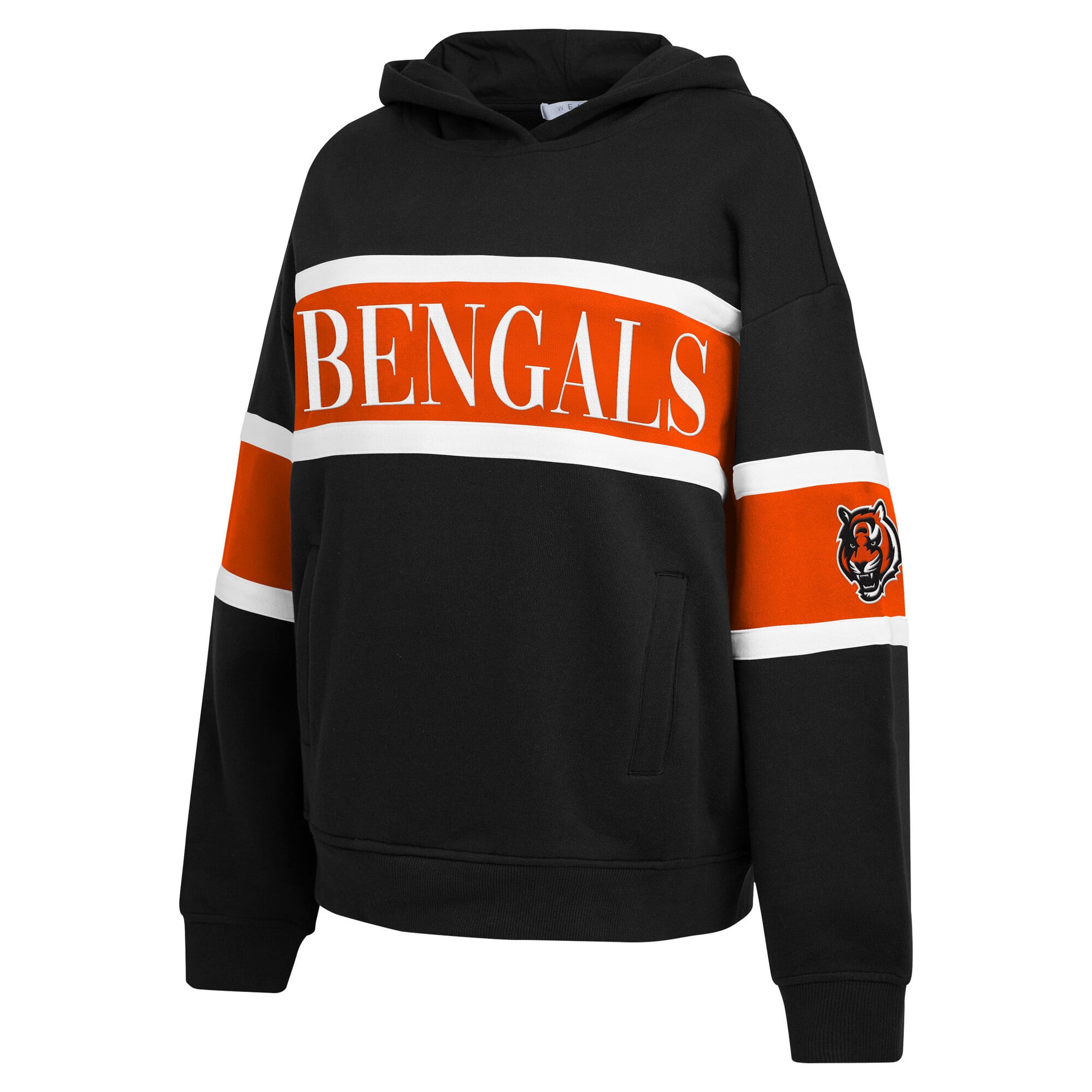 Sweat à capuche rayé noir Cincinnati Bengals de la marque WEAR by Erin Andrews pour femmes