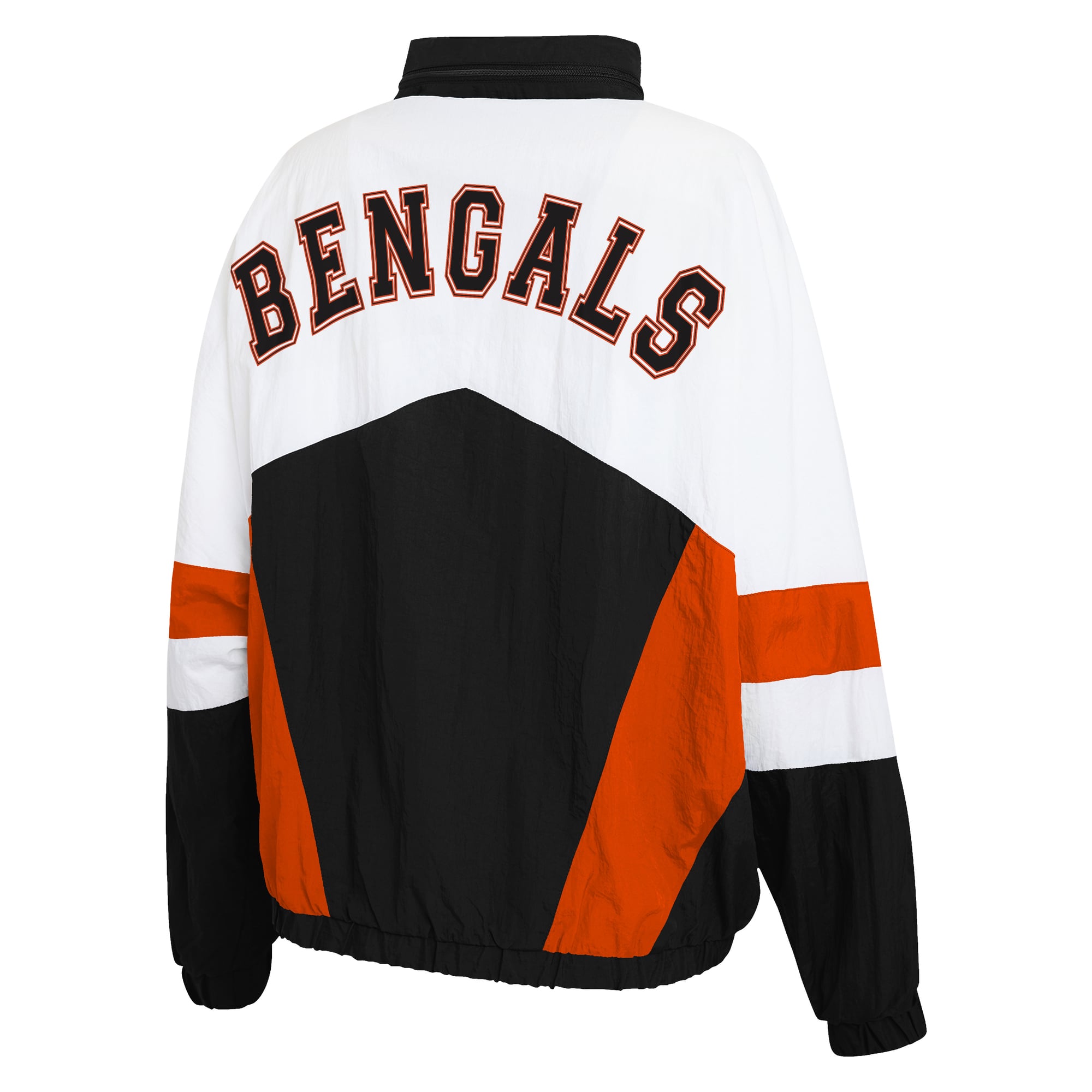 Women's WEAR by Erin Andrews  White/Black Cincinnati Bengals Crinkle Full-Snap Hooded Windbreaker Jacket