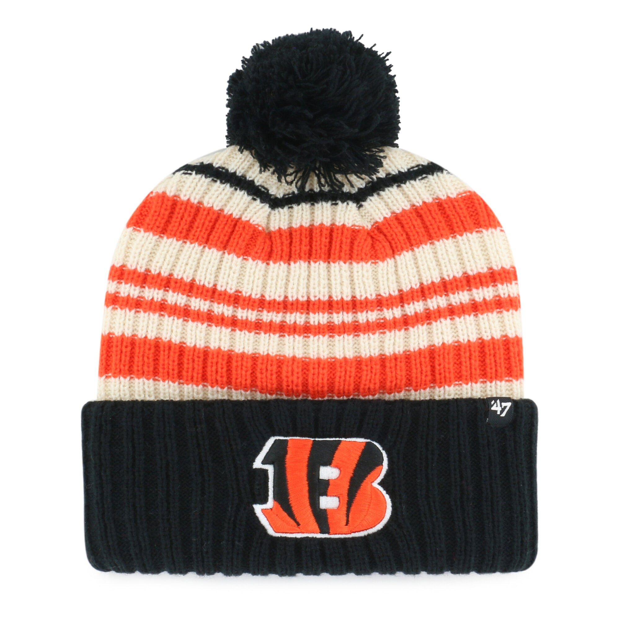 Bonnet à revers Snow Fort noir des Bengals de Cincinnati, modèle 47, pour enfant