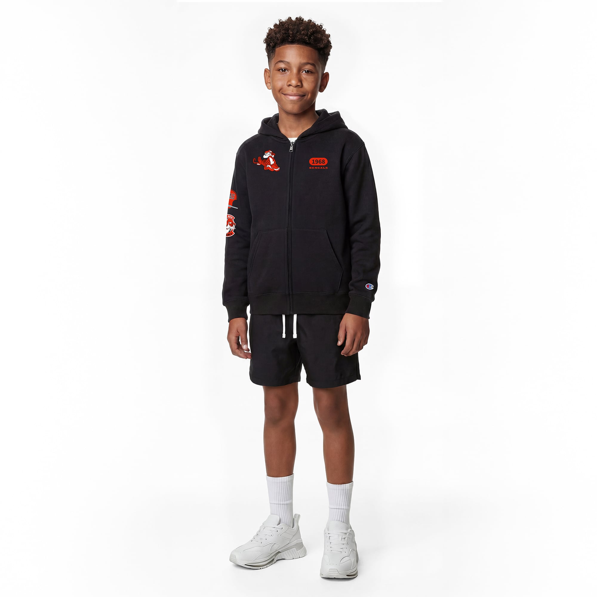 Youth Disney x Champion Black Cincinnati Bengals Shere Khan Full-Zip Hoodie