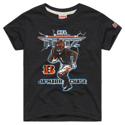 Ja'Marr Chase Cincinnati Bengals Homage Youth NFL Blitz Tri-Blend T-Shirt - Charcoal