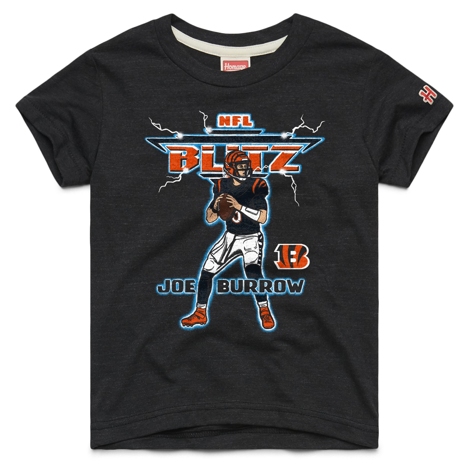T-shirt Joe Burrow anthracite des Bengals de Cincinnati (NFL Blitz) - Hommage aux jeunes