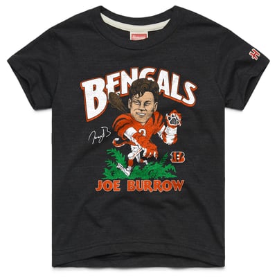 Joe Burrow Cincinnati Bengals Homage Youth Caricature T-Shirt - Gray