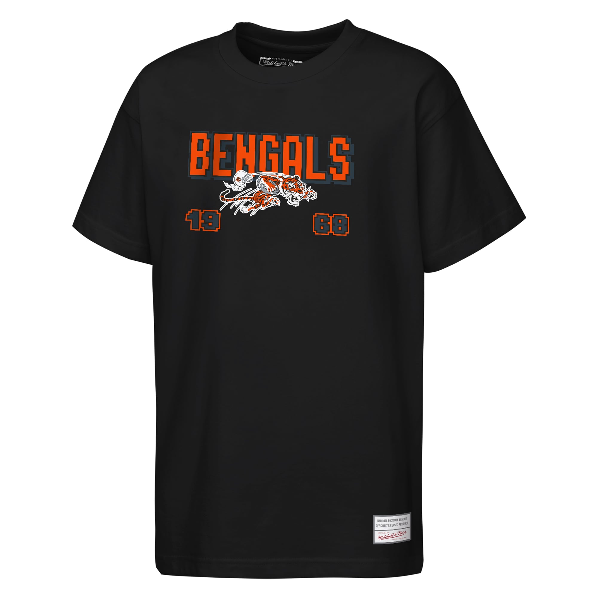 T-shirt rétro arcade Mitchell & Ness noir pour jeunes des Bengals de Cincinnati