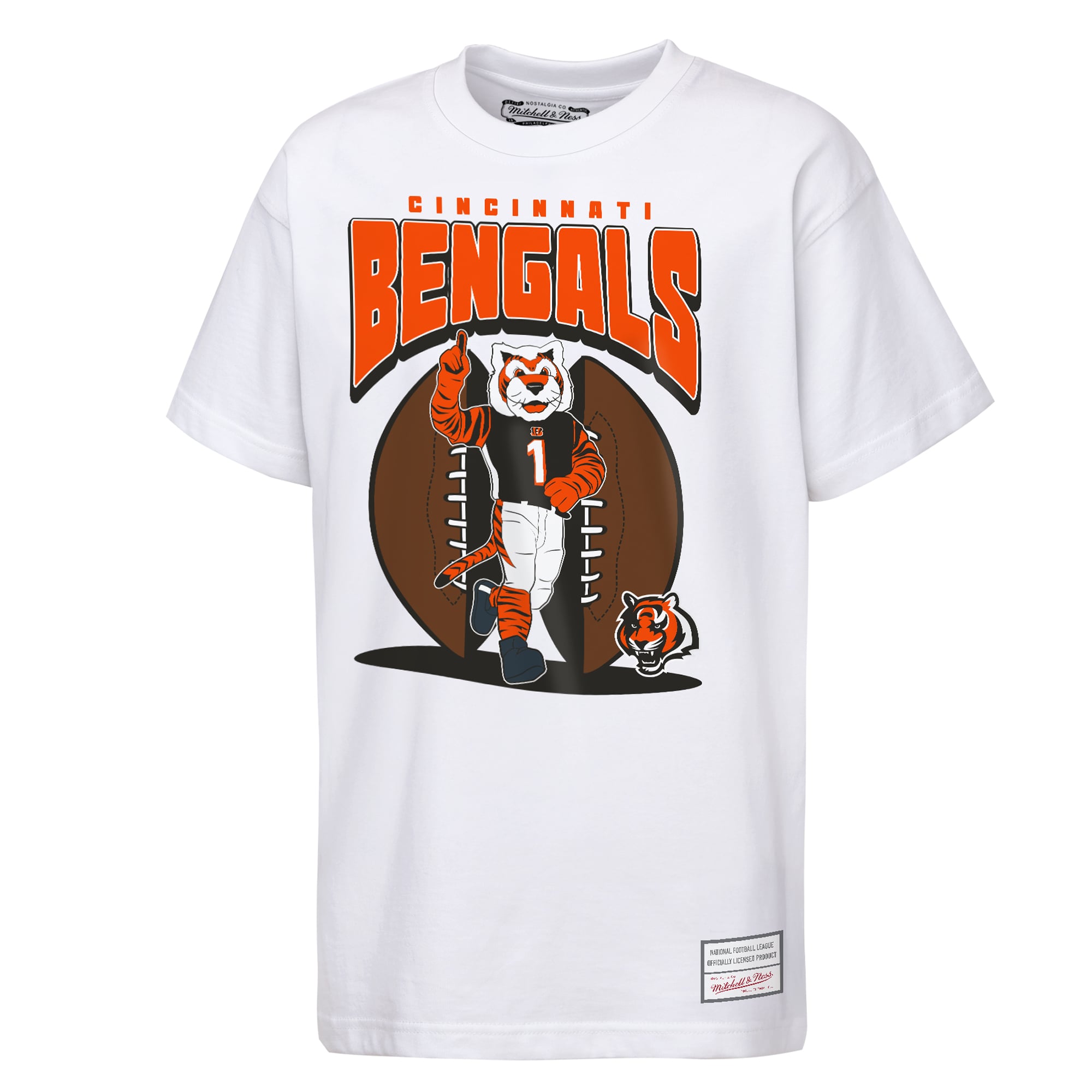 Youth Mitchell & Ness White Cincinnati Bengals Mascot Mania T-Shirt
