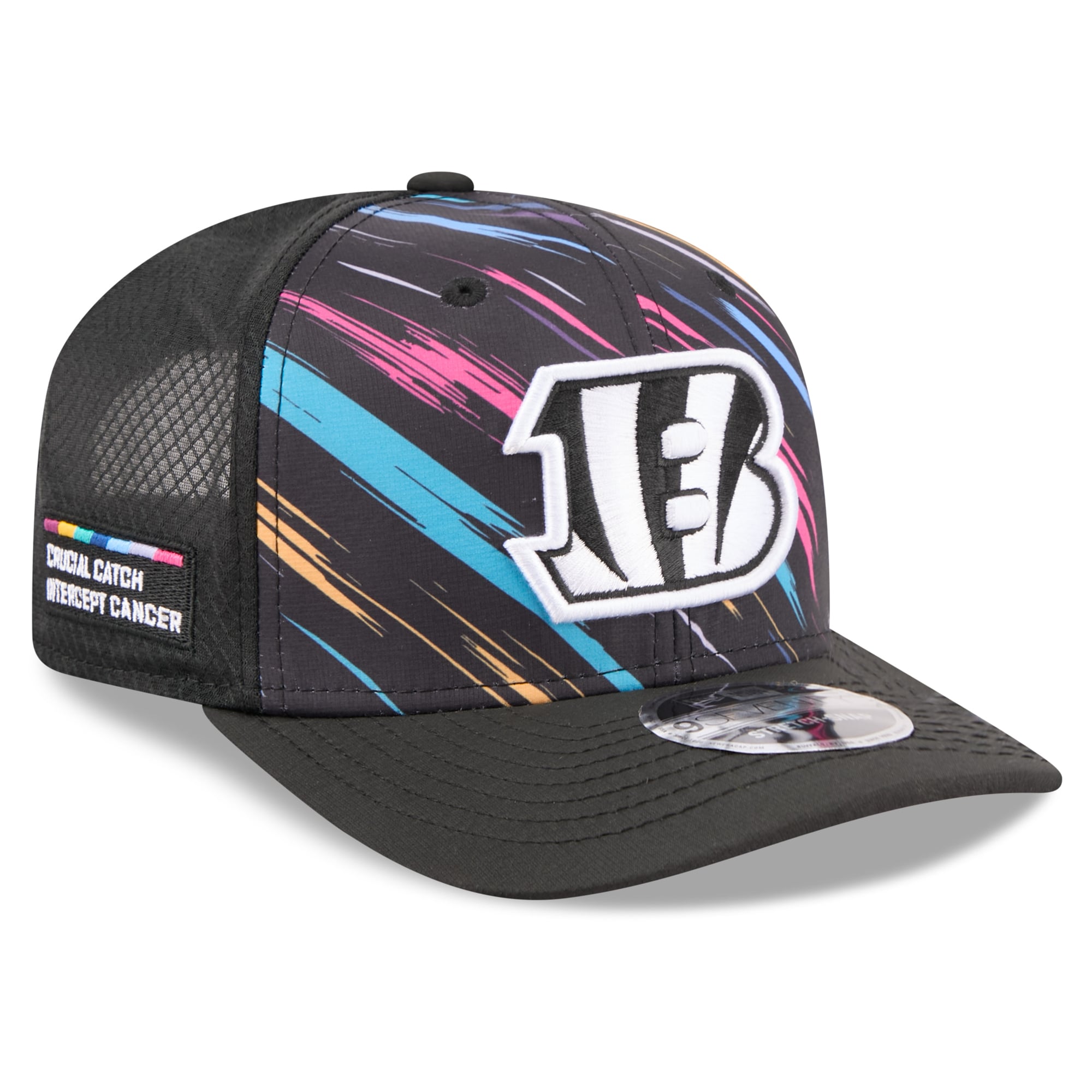 Youth New Era Black Cincinnati Bengals 2026 NFL Crucial Catch 9SEVENTY Adjustable Trucker Hat