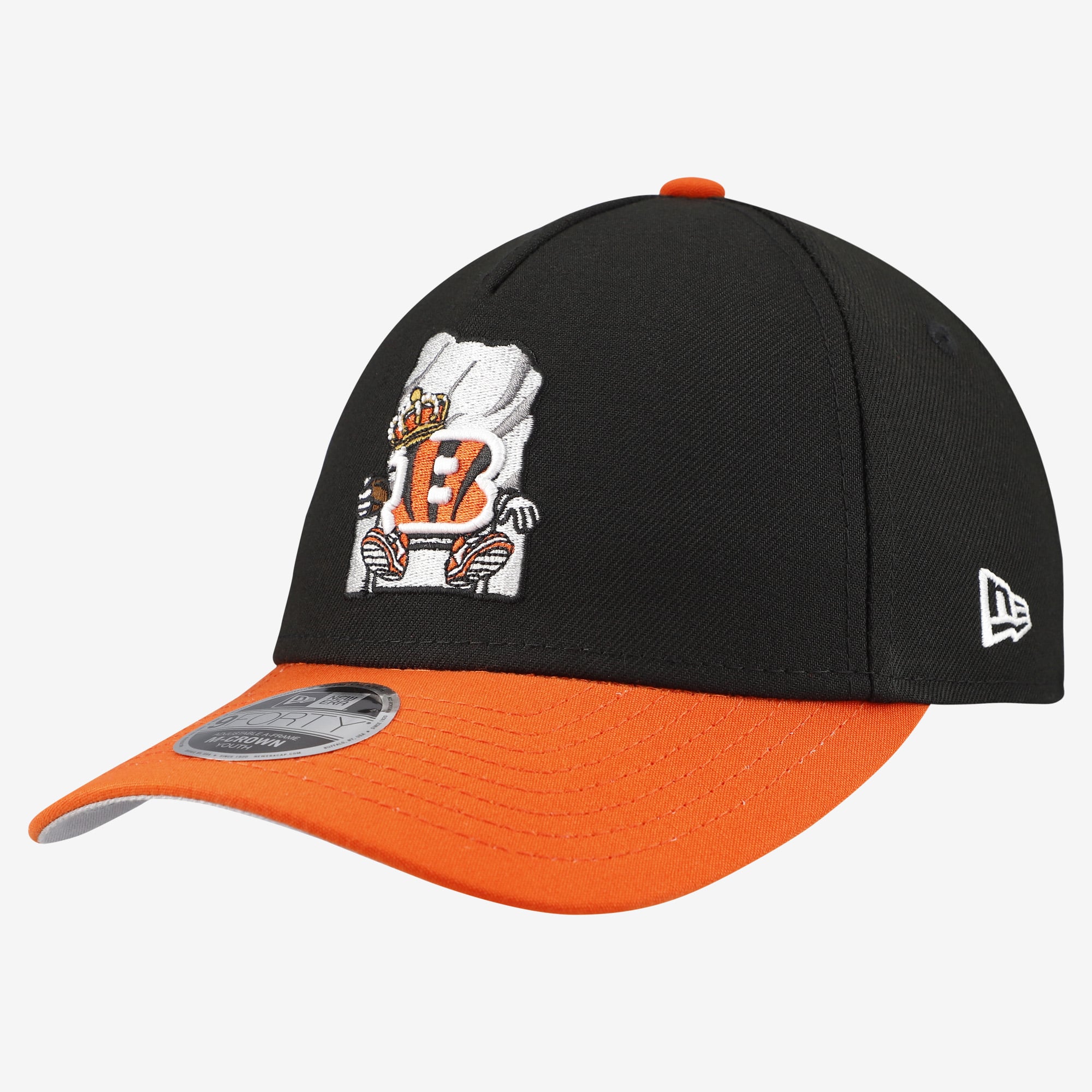 Casquette ajustable New Era 9FORTY A-Frame noire à motif dessin animé des Bengals de Cincinnati, pour jeunes