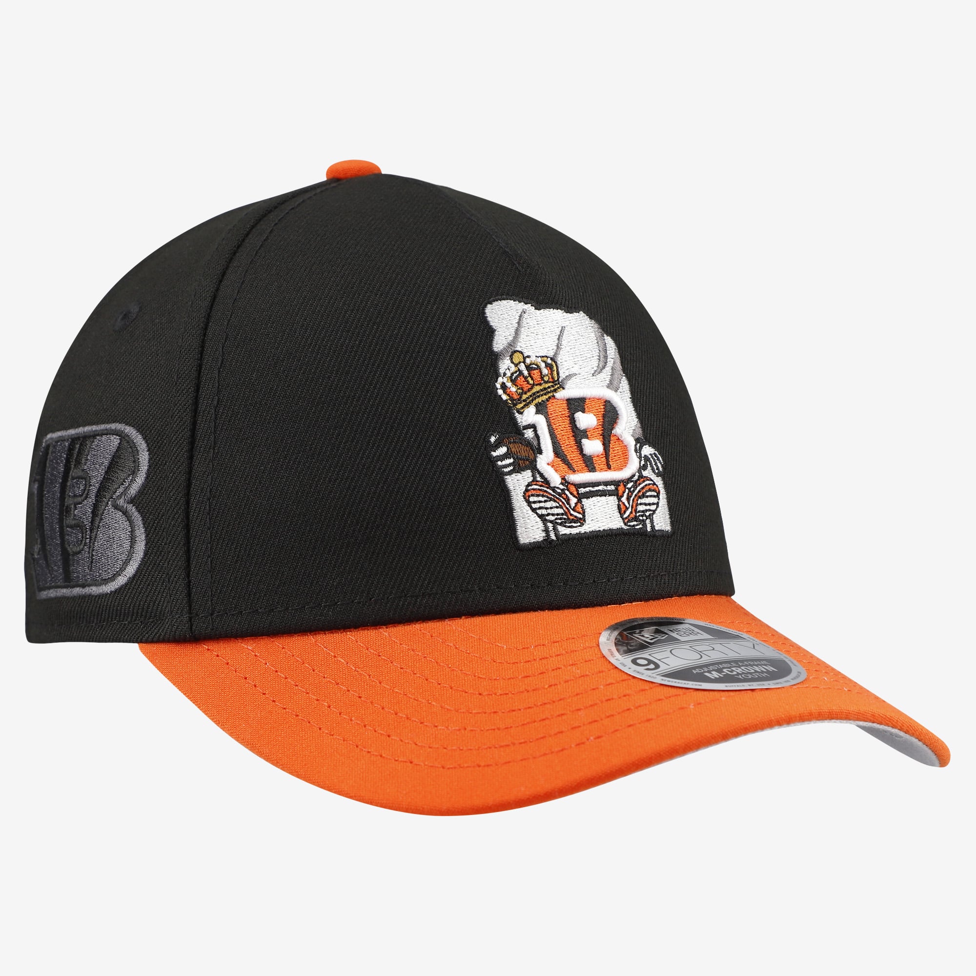 Casquette ajustable New Era 9FORTY A-Frame noire à motif dessin animé des Bengals de Cincinnati, pour jeunes
