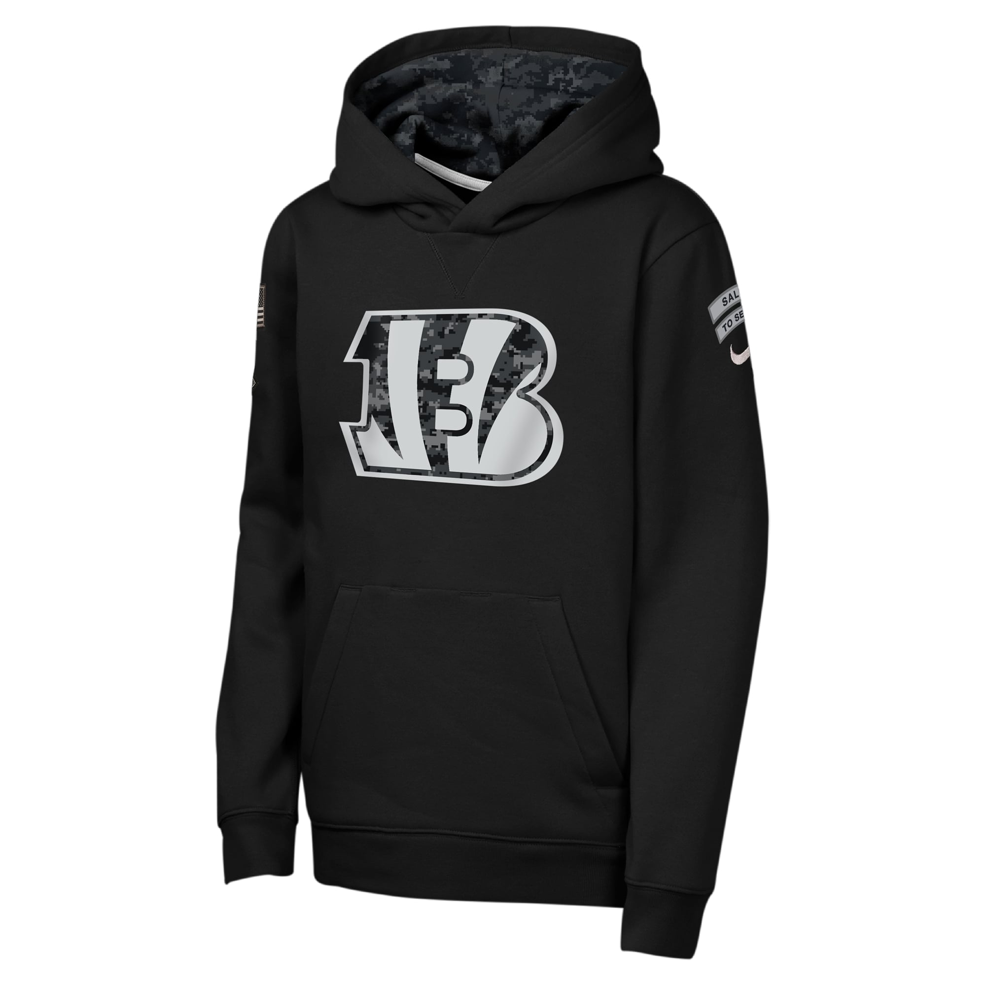 Sweat à capuche polaire Nike noir pour jeunes, Cincinnati Bengals 2026 Salute to Service Club