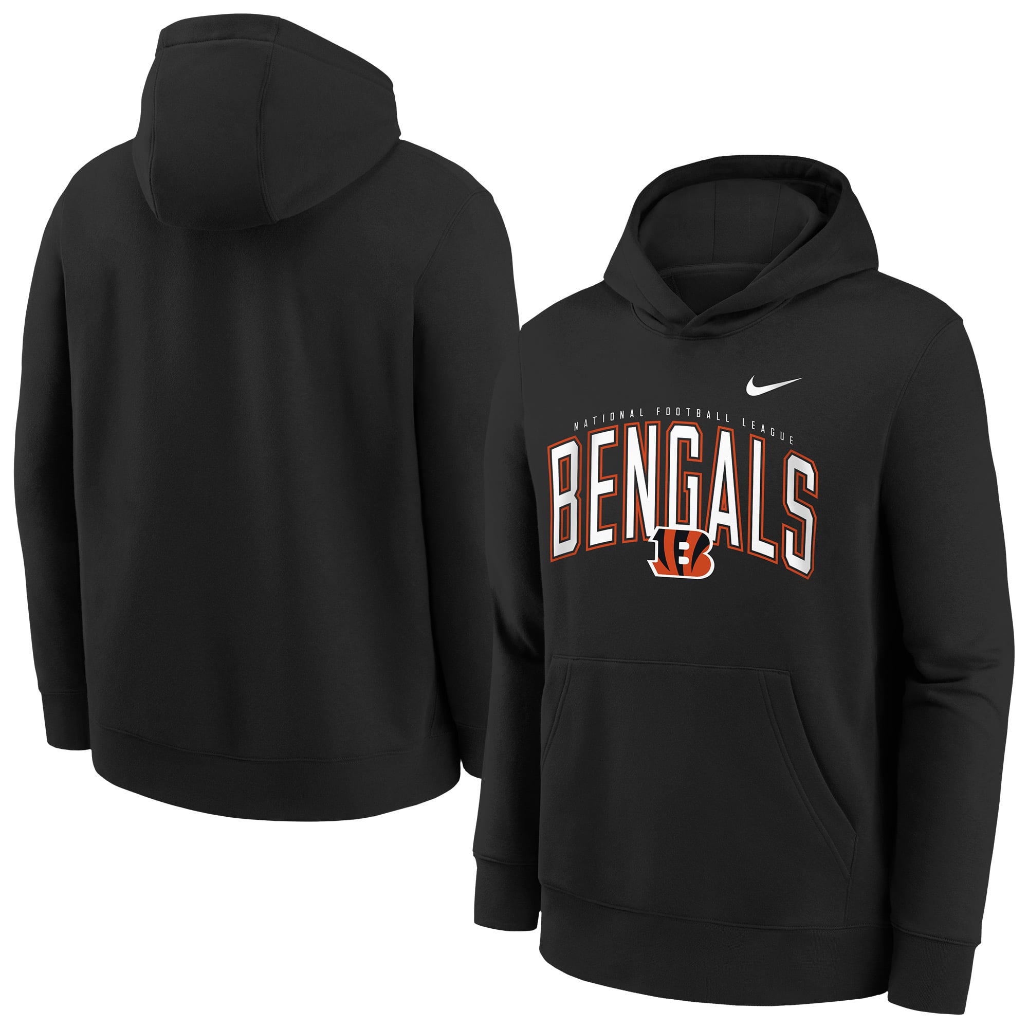 Youth Nike Black Cincinnati Bengals Logo Arch Fleece Hoodie