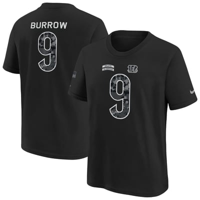 Joe Burrow Cincinnati Bengals Nike Youth 2026 Salute to Service Name & Number T-Shirt  - Black