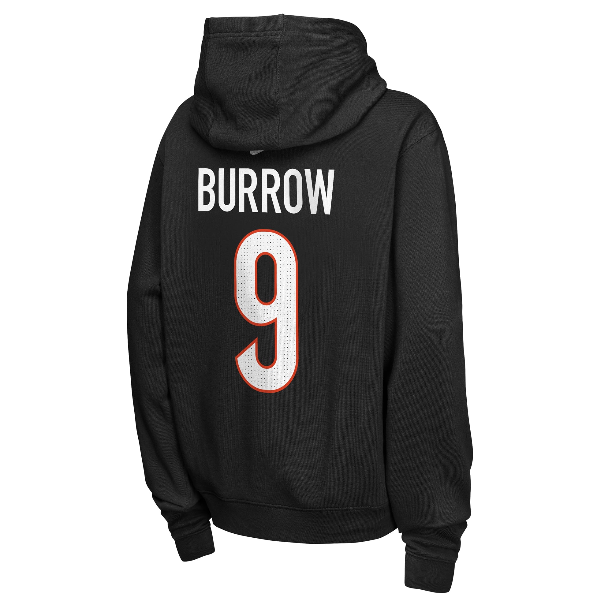 Sweat à capuche en polaire Nike Joe Burrow noir pour enfant, avec nom et numéro des Bengals de Cincinnati.