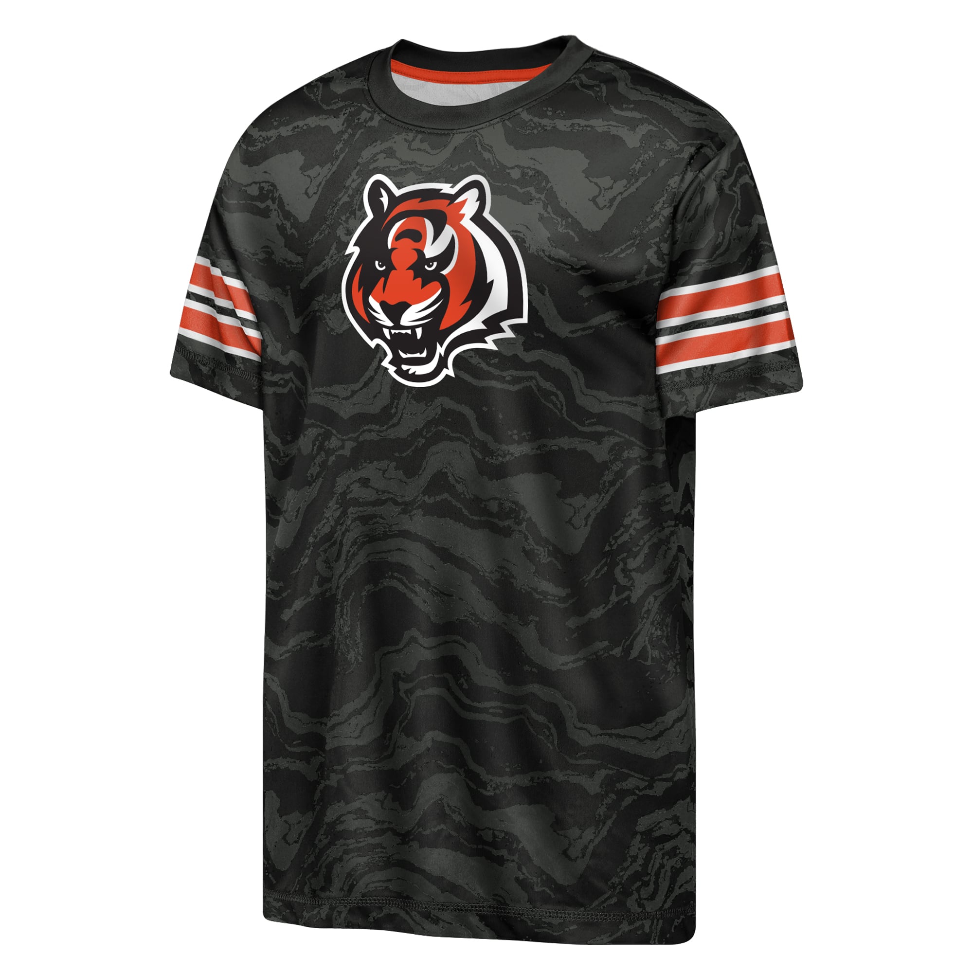 T-shirt de performance Outerstuff noir pour jeunes, motif slant route des Bengals Cincinnati