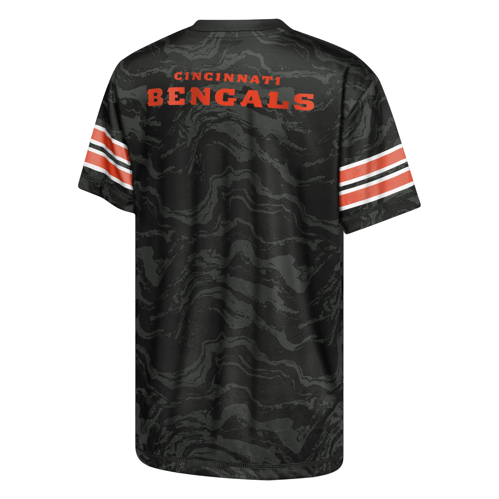 T-shirt de performance Outerstuff noir pour jeunes, motif slant route des Bengals Cincinnati
