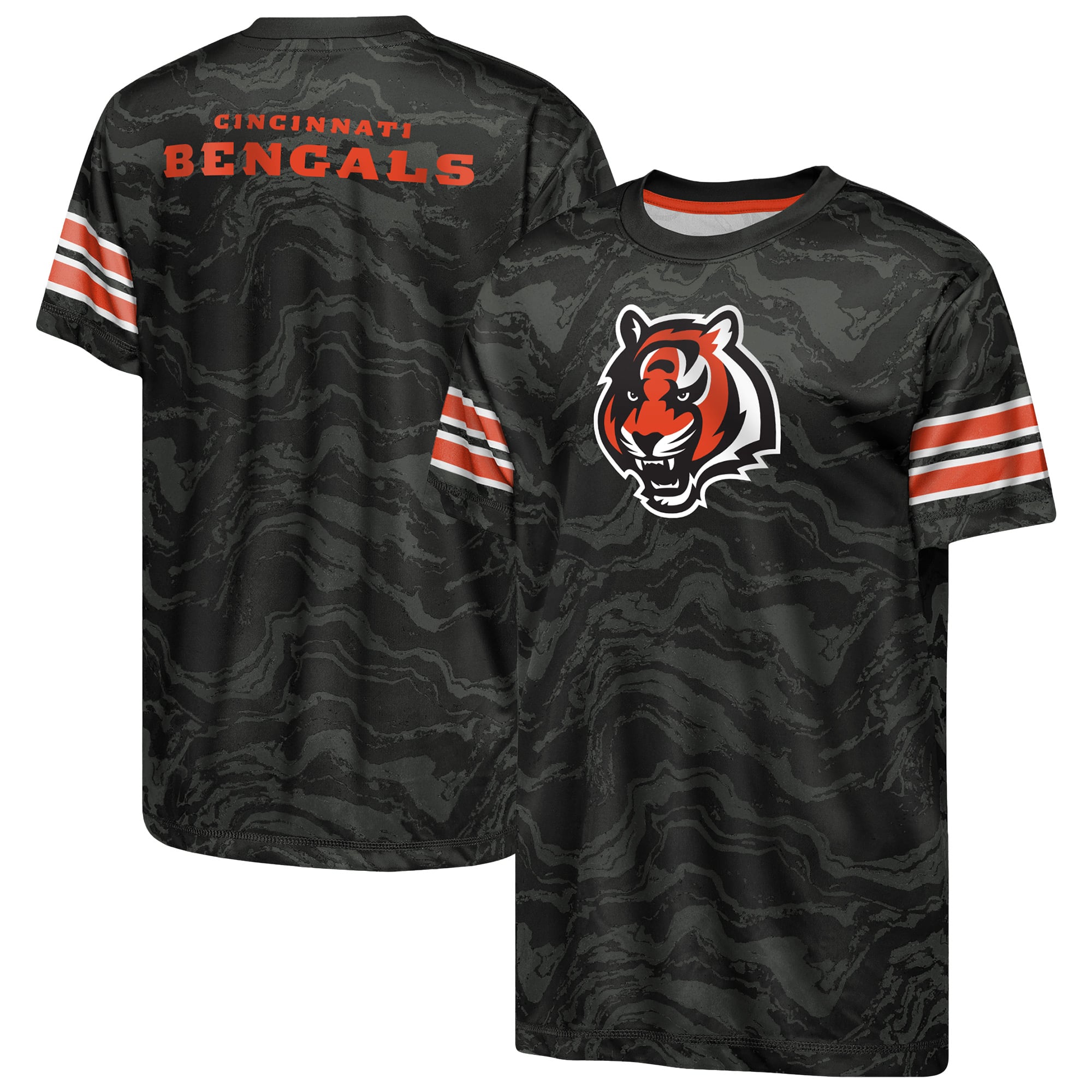 Youth Outerstuff Black Cincinnati Bengals Slant Route Performance T-Shirt