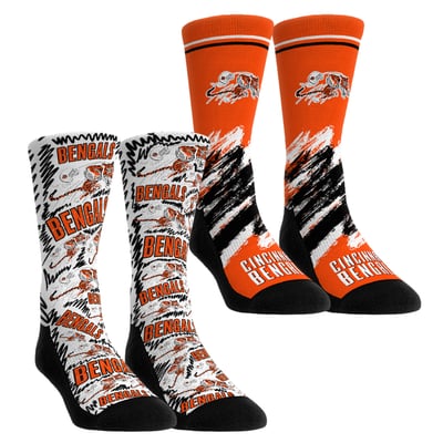 Cincinnati Bengals Rock Em Youth Throwback Two-Pack Crew Socks Set - Orange