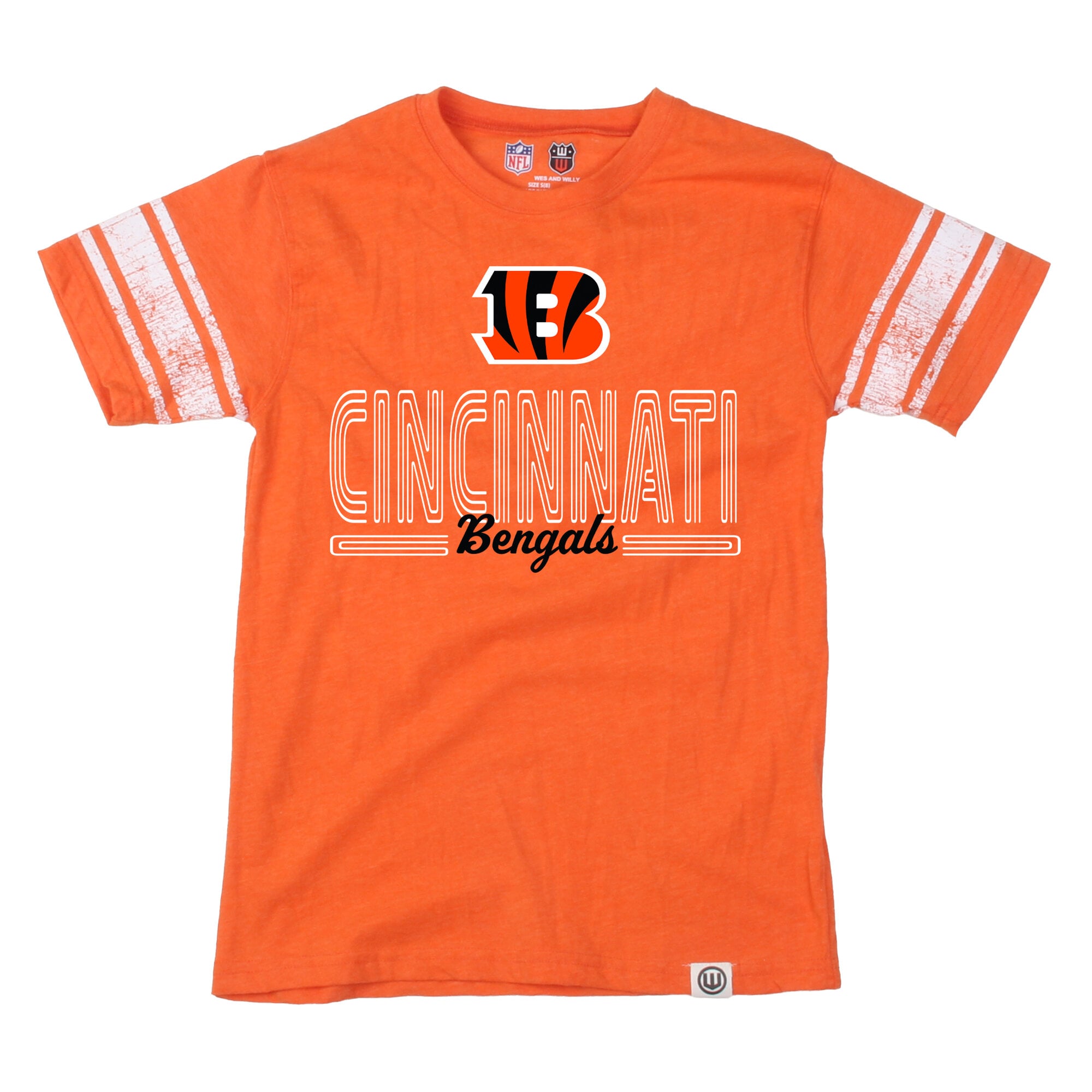 Youth Wes & Willy Orange Cincinnati Bengals Football Jersey T-Shirt