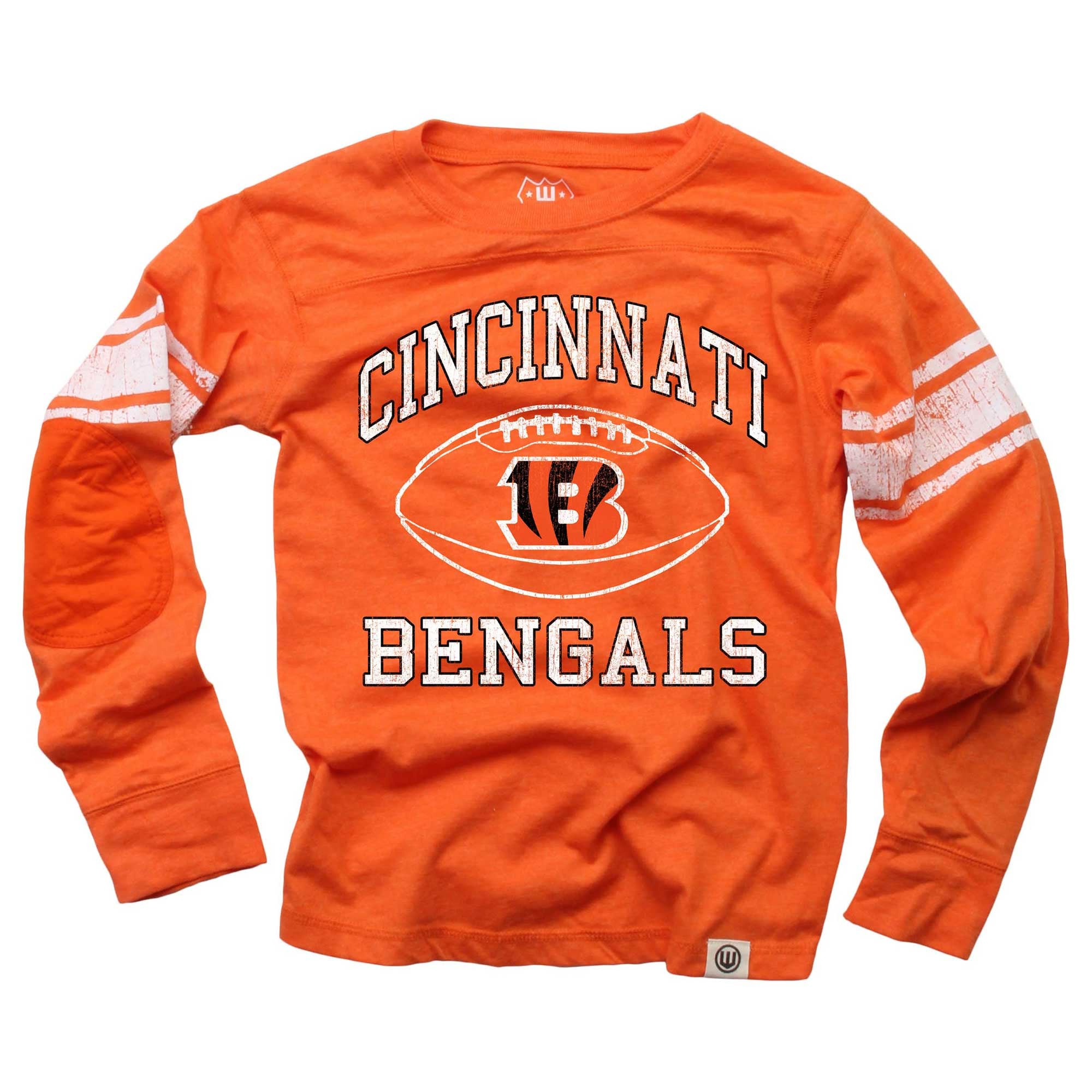 T-shirt de football à manches longues orange Wes & Willy pour jeunes des Bengals Cincinnati