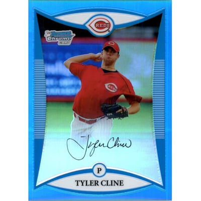 2008 Bowman Chrome Draft Prospects Blue Refractors #BDPP62 Tyler Cline DP