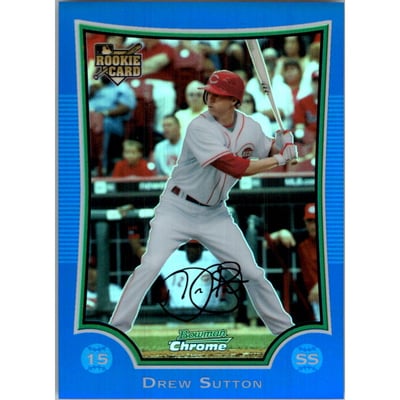 2009 Bowman Chrome Draft Blue Refractors #BDP34 Drew Sutton