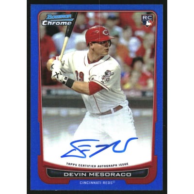2012 Bowman Chrome Rookie Autographs Blue Refractors #214 Devin Mesoraco/250