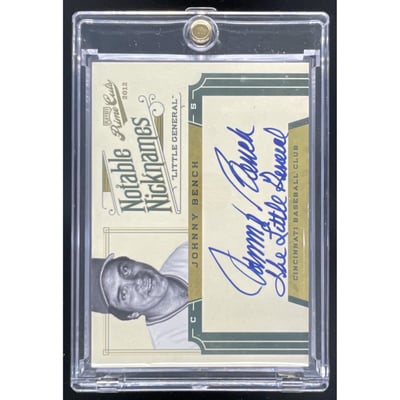 2012 Playoff Prime Cuts Notable Nicknames #12 Johnny Bench Auto /49