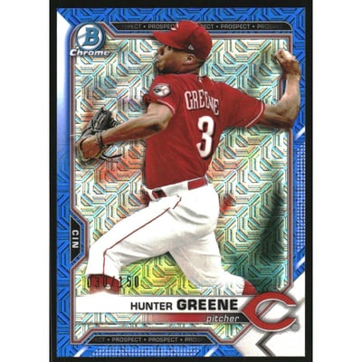 2021 Bowman Chrome Mega Box Prospects Blue Refractors #BCP127 Hunter Greene
