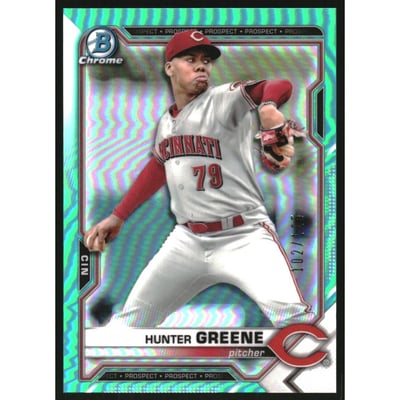 2021 Bowman Chrome Prospects Aqua Refractors #BCP175 Hunter Greene