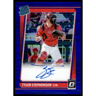 2021 Donruss Optic Rated Rookies Signatures Blue #7 Tyler Stephenson/75