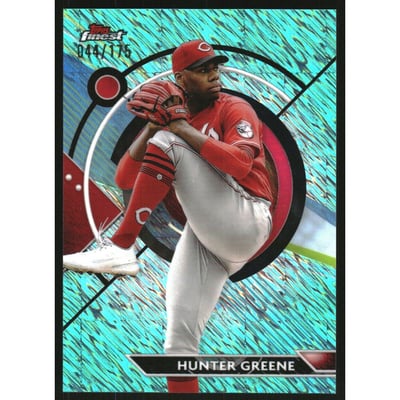 2023 Finest Aqua Shimmer Refractors #32 Hunter Greene