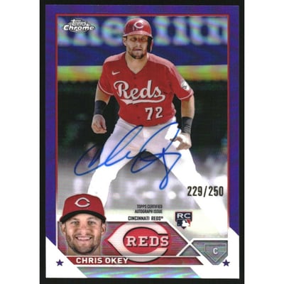 2023 Topps Chrome Update Rookie Autographs Purple Refractors #RACOK Chris Okey