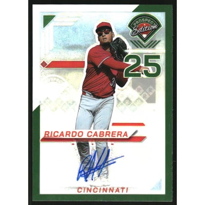 2025 Panini Prospect Edition Holo Prospect Ticket Signatures Prizms Green #195 Ricardo Cabrera