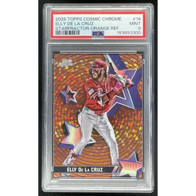 2025 Topps Cosmic Chrome Starfractor Orange #SF-16 Elly De La Cruz /25 PSA 9