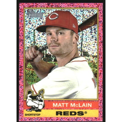 2025 Topps Heritage Chrome Pink Sparkle Refractors #221 Matt McLain