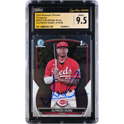 Alfredo Duno Cincinnati Reds Autographed 2023 Bowman Chrome Prospects #BCP-238 CGC Fanatics Witnessed Authenticated MINT+ 9.5 Card