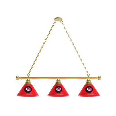 Cincinnati Reds 3-Shade Billiard Light with Brass Fixture