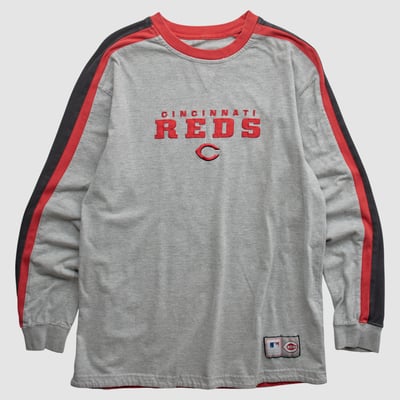 Cincinnati Reds Genuine Merchandise 2000s Long Sleeve T-shirt - Heather Gray - L by Fanatics Real Vintage