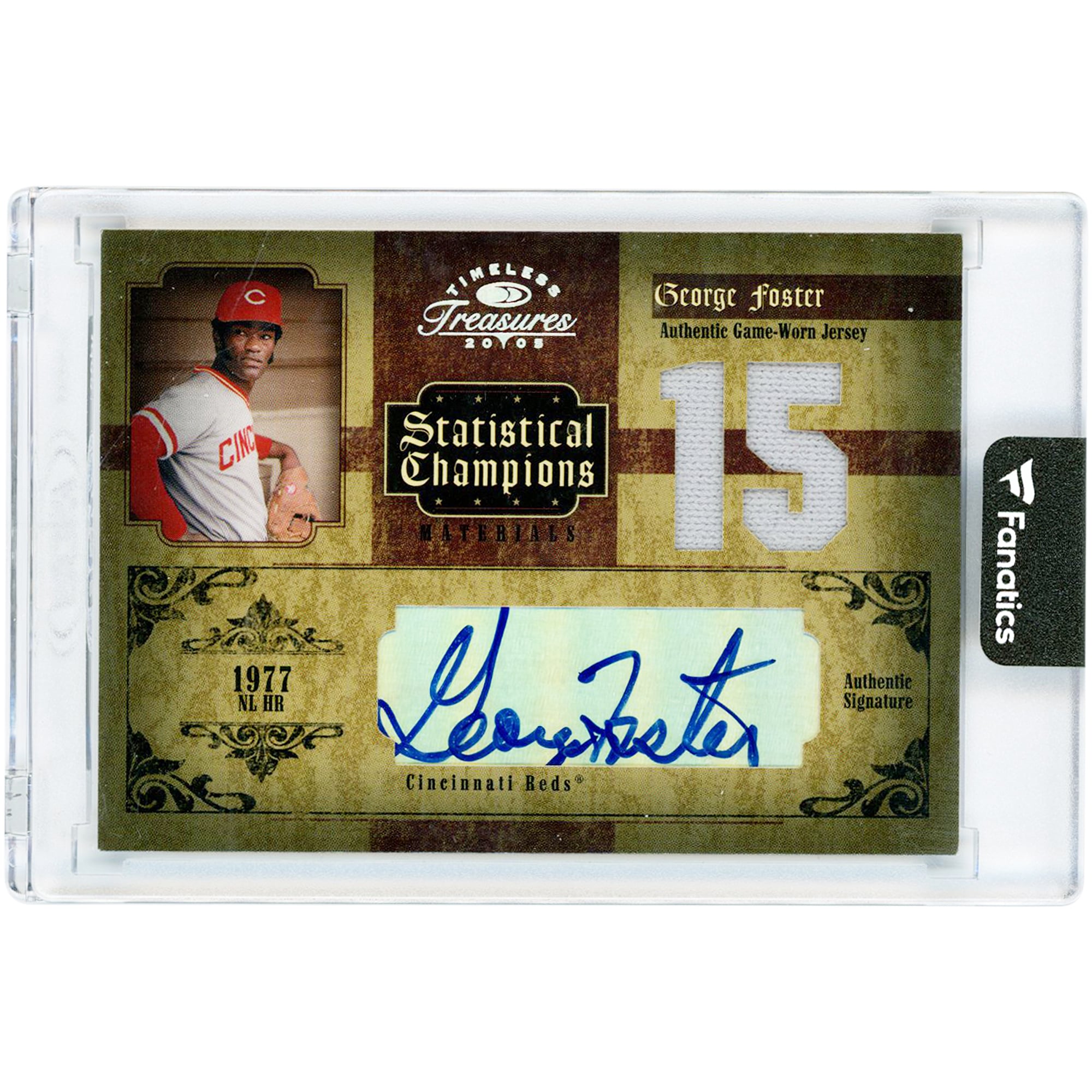 Carte autographiée de George Foster (Reds de Cincinnati) - Collection Donruss Timeless Treasures 2005 - Relique de maillot porté en match - Numéro #SC-15 #1/5