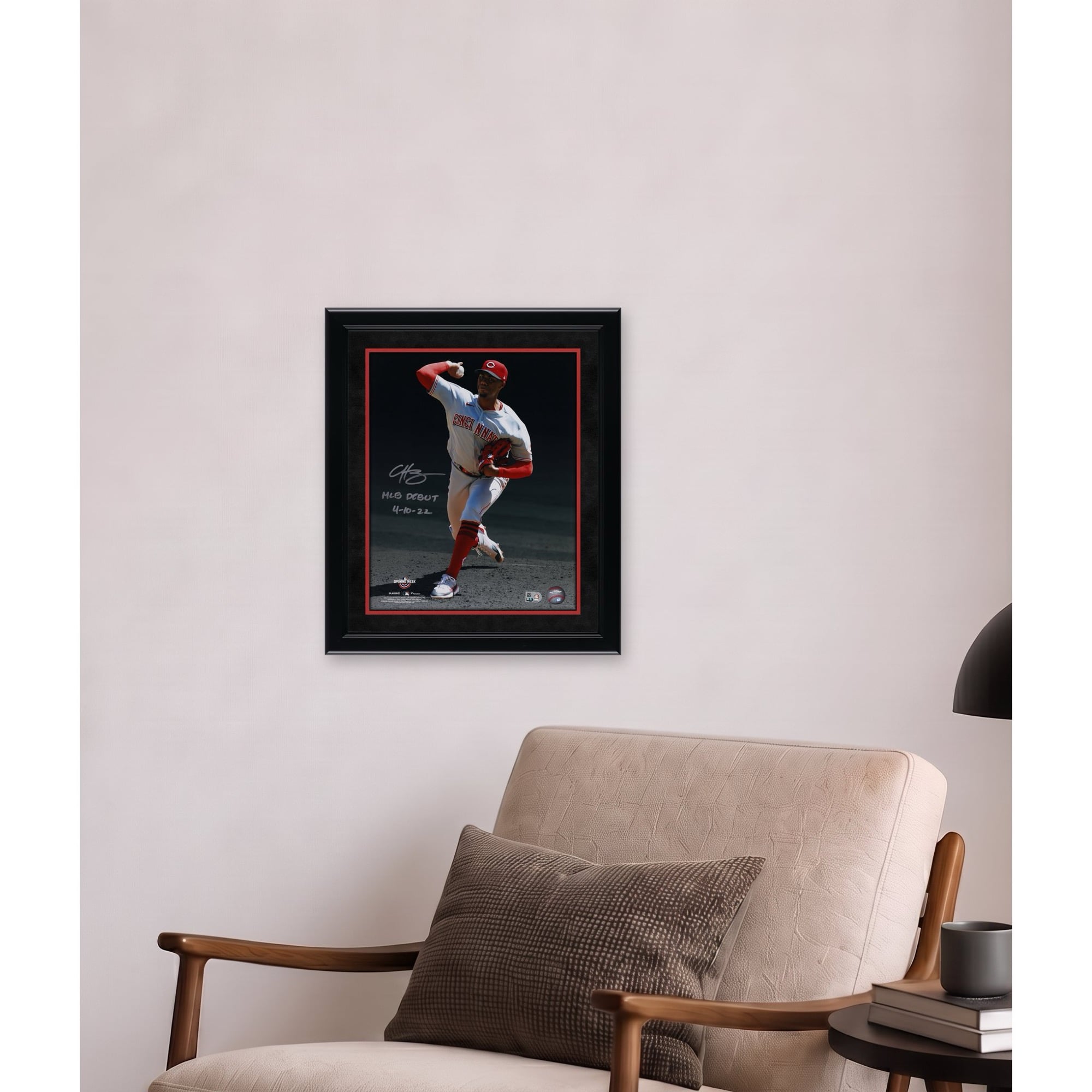 Hunter Greene Cincinnati Reds Autographed 11" x 14" Debut Pitching Spotlight Photograph with "MLB Debut 4-10-22" Inscription