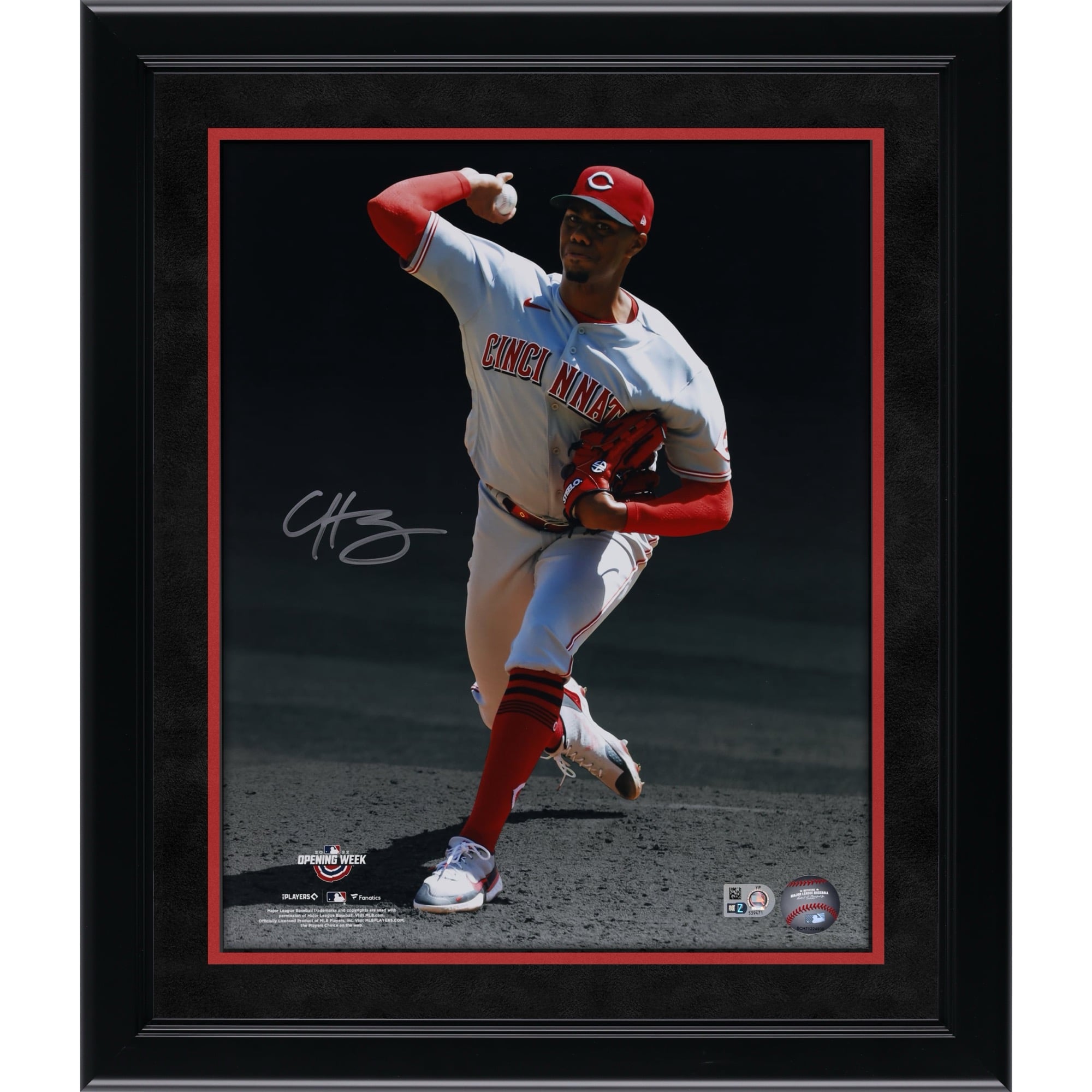 Hunter Greene Cincinnati Reds Autographed 11'' x 14'' Pitching Spotlight Photograph