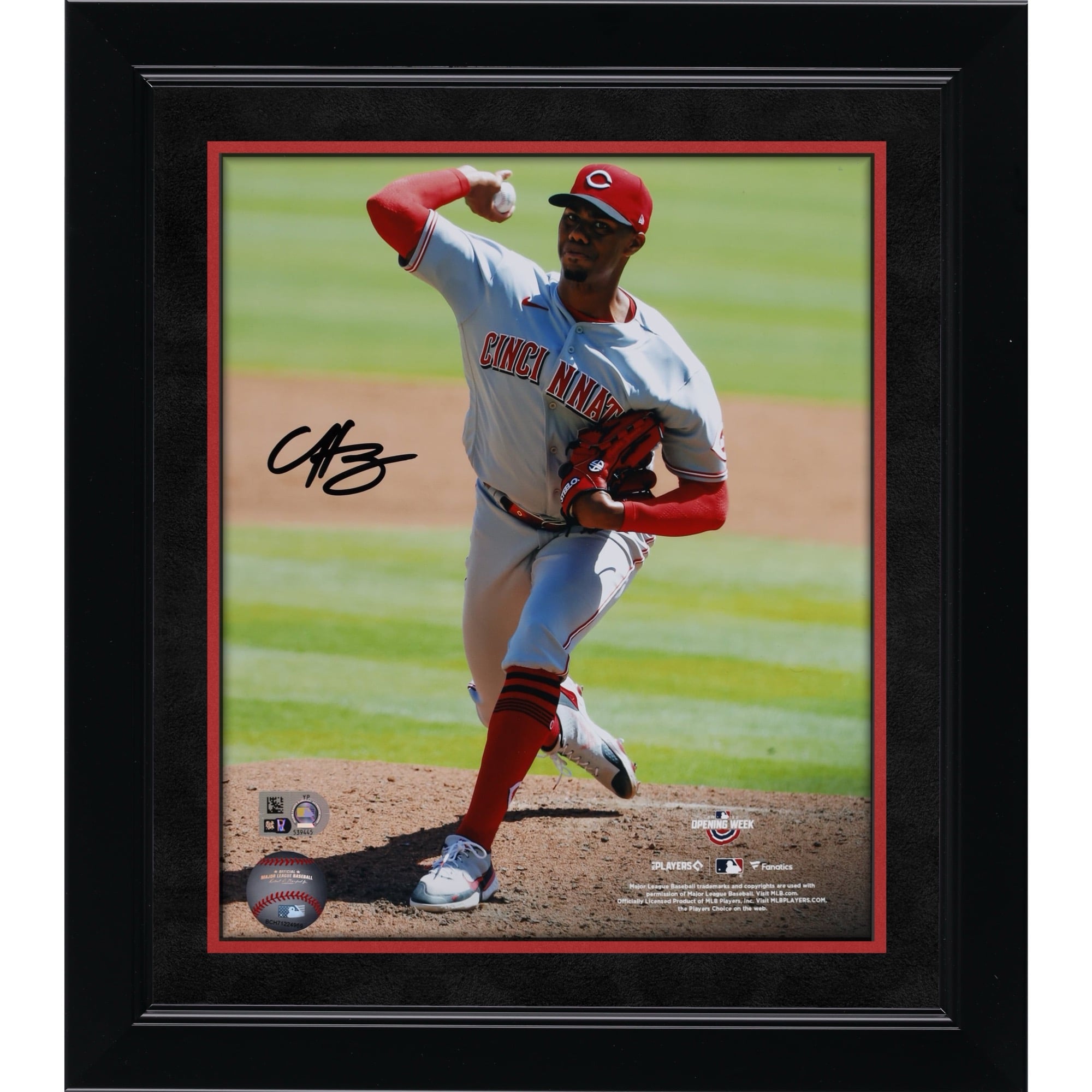 Photographie de 8'' x 10'' autographiée par Hunter Greene des Reds de Cincinnati