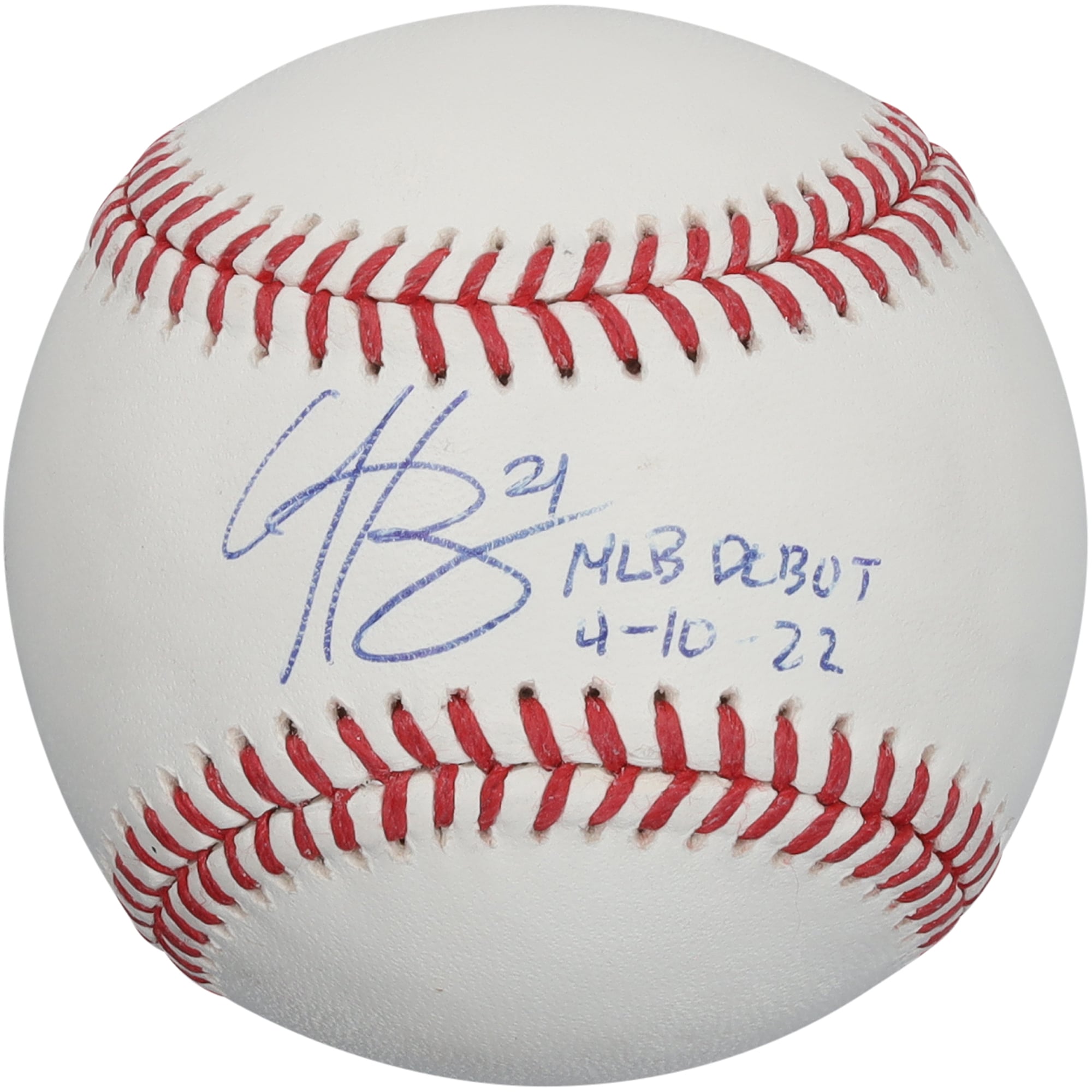 Balle de baseball autographiée par Hunter Greene des Reds de Cincinnati avec inscription « Débuts en MLB le 10 avril 1922 »