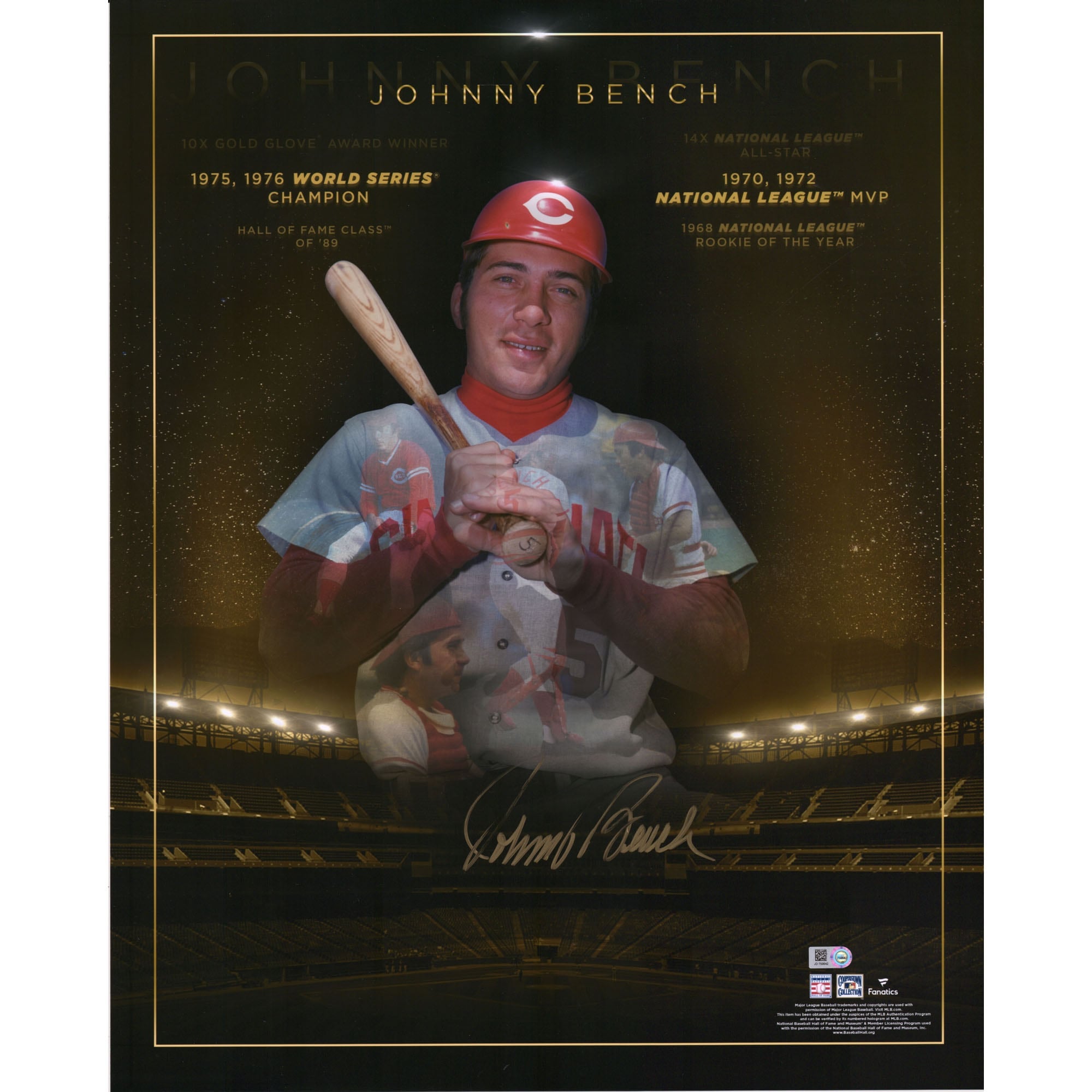 Johnny Bench Cincinnati Reds Autographed 16" x 20" Golden Years Photograph