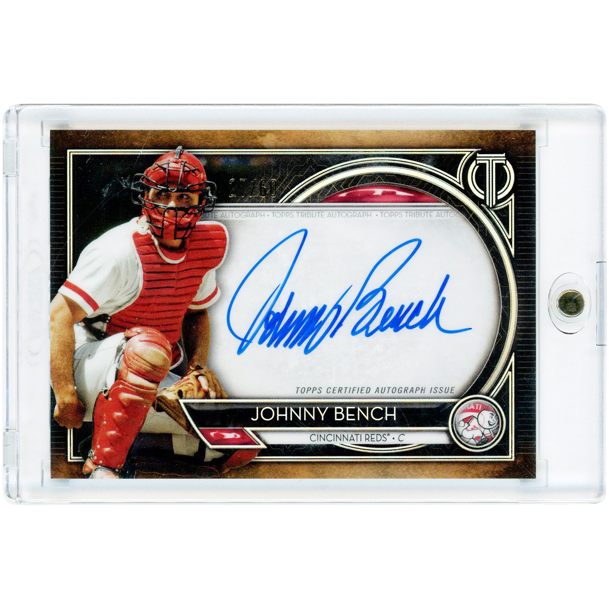 Carte autographiée de Johnny Bench (Reds de Cincinnati) Topps Tribute 2020 #TA-JB #27/60