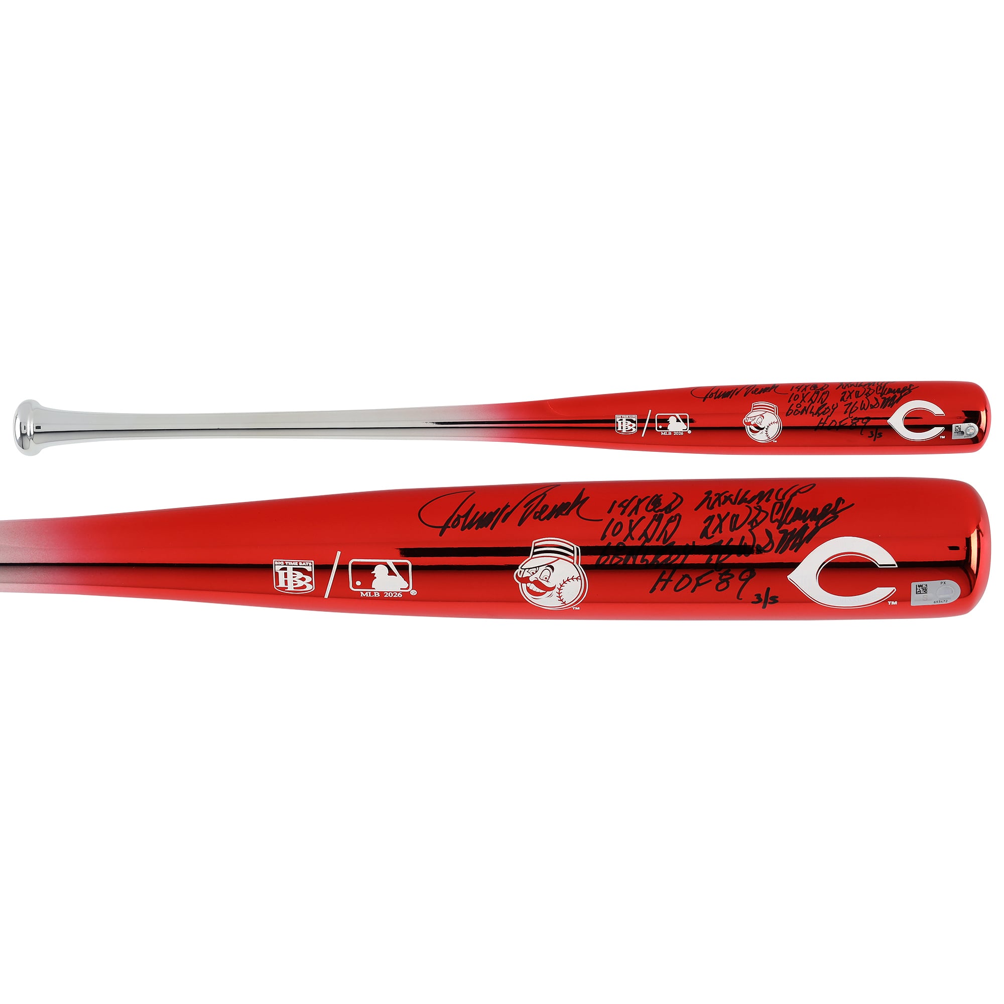 Johnny Bench Cincinnati Reds Autographed Big Time Bats Chrome Bat with Multiple Inscriptions - Limited Edition of 5