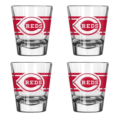 Cincinnati Reds Logo Brands Four-Piece Stripe Shot Glass Set